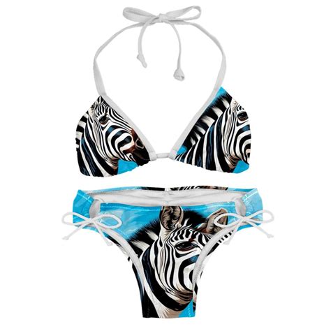 Zebra Chic Bikini Set With Detachable Sponge Adjustable Strap Pack For Versatile Swim Suit
