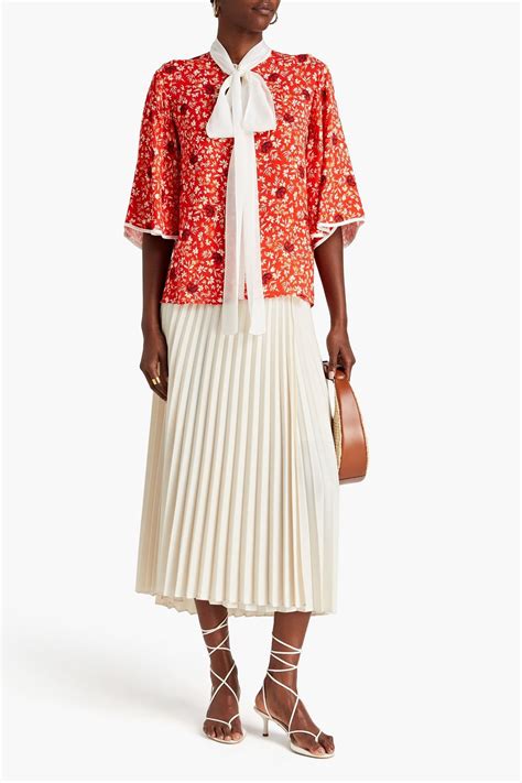 CHLOÉ Pussy bow printed crepe blouse THE OUTNET