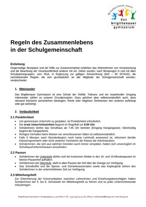 PDF Regeln Des Zusammenlebens In Der Schulgemeinschaft