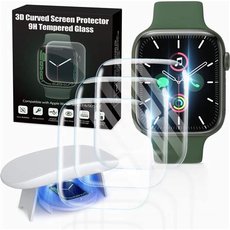 Watch Screen Protector Compatible With Apple Watch Series 9 8 7 45mm Tempered Glass Protector