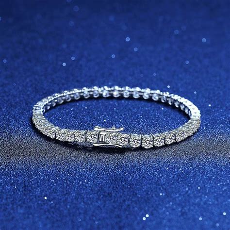 Real Moissanite Diamond D Color Women Tennis Bracelet With Gra
