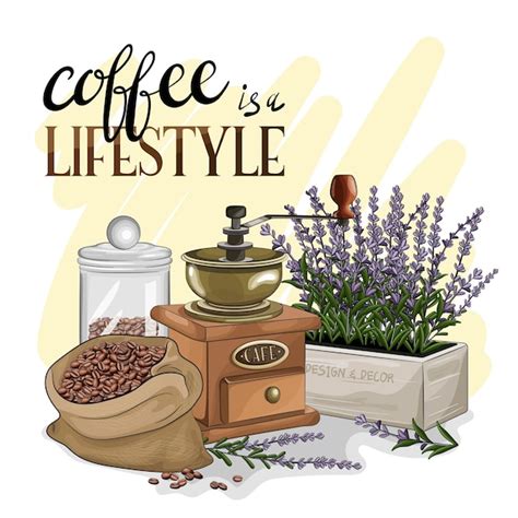 Illustration vectorielle de dessin animé de nature morte de café rétro