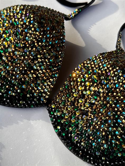 Rhinestones Bikini Suits Stage Posing Bikini Athletic Bodybuilding Suit Wellness Bikini Pro