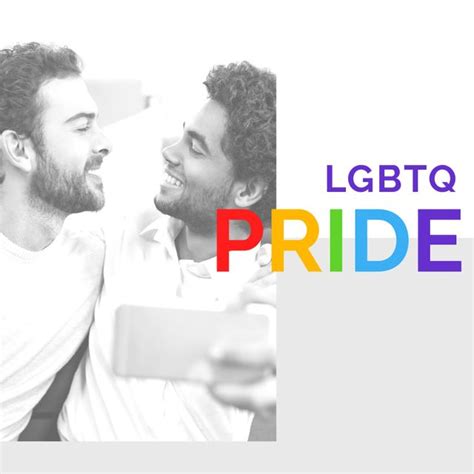 Collage Of Smiling Multiracial Gay Couple Taking Selfie With Lgbtq Pride Text On White