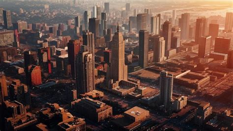 Aerial view of city buildings 3d rendering with red point map | Premium ...