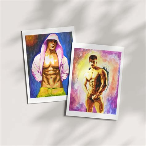 Homoerotic Gay Art Set Of Watercolor Water Prints Queer Etsy