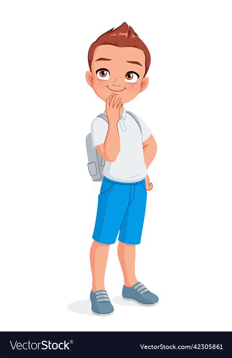 Curious thinking school boy cartoon Royalty Free Vector