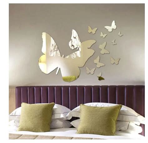 Free Shipping Fly Butterfly Wall Mirror Sticker 3D Crystal Wall Mirror