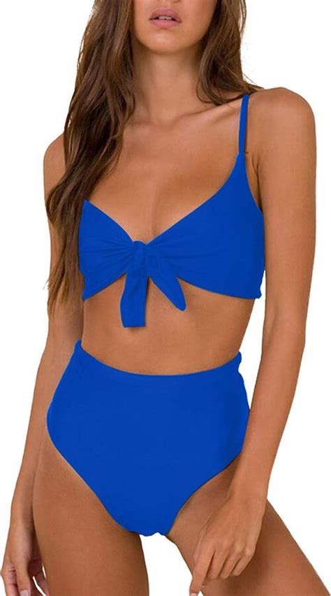 Honlyps Bikini Swimwear Womens High Waisted Two Piece Swimsuit Tie Knot High Cut Bathing Suit