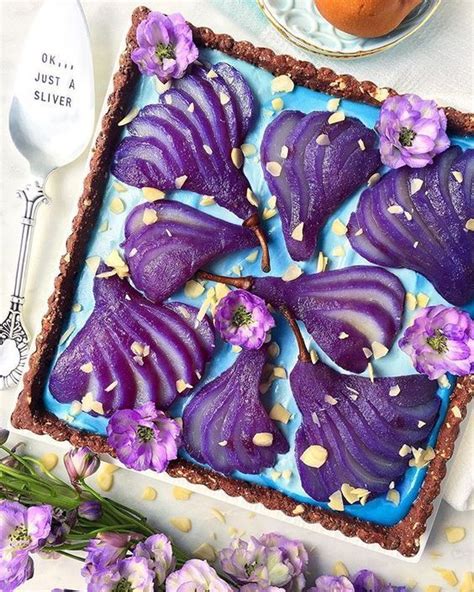 purple flowers  blue icing cake  nuts