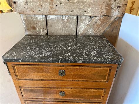 Th Century Mixed Wood Inlaid Lingerie Chest Of Drawers With Marble Top For Sale At StDibs