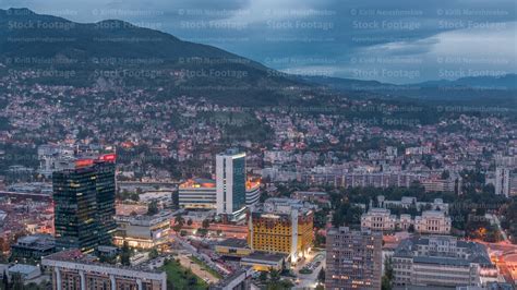 Aerial View Of The Southern Part Of Sarajevo City Day To Night