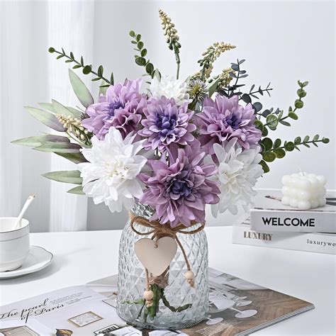 Martine Mall Faux Flowers In Vase Fake Flowers With Vase