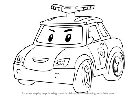 How To Draw Policar From Robocar Poli Robocar Poli Step By Step