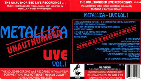 Metallica Unauthorised Live Vol 1 Full Bootleg Album 1993 YouTube