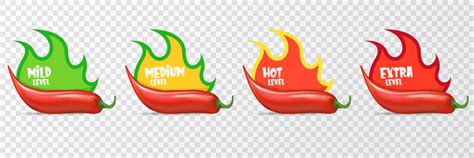 Spicy Hot Red Chili Pepper Icons Set With Flame Vector Image