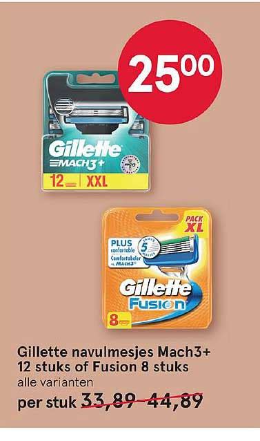 Gillette Navulmesjes Mach3 12 Stuks Of Fusion 8 Stuks Aanbieding Bij