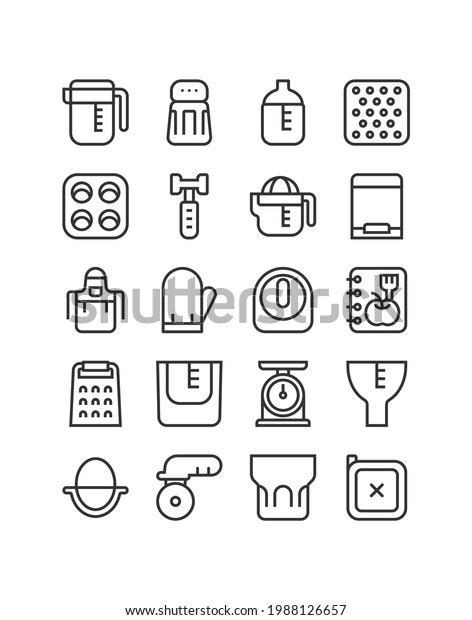 Kitchen Equipment Icon Set Utensil Cookware Stock Vector Royalty Free