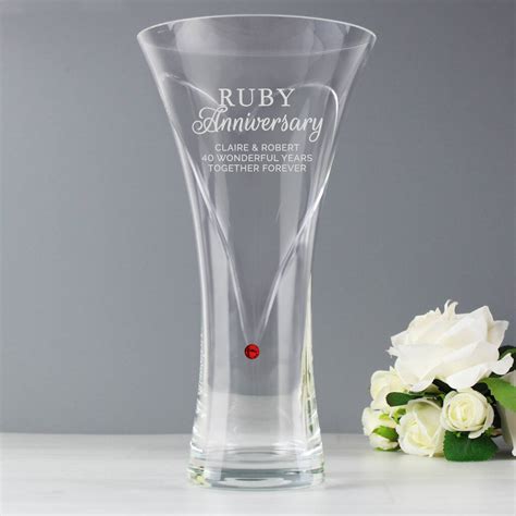 Personalised Ruby Anniversary Swarovski Heart Vase By Blackdown Lifestyle