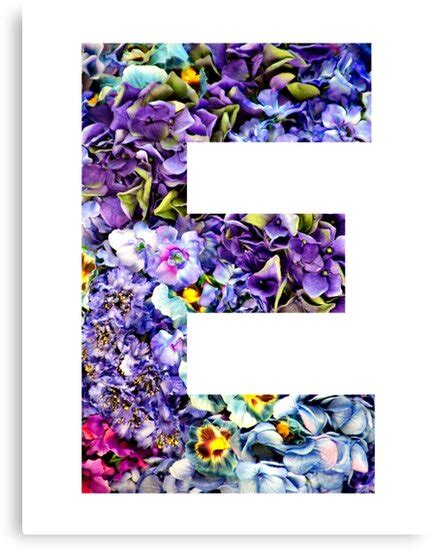 Purple Flowers Letter E Monogram Initial Canvas Prints By Jenboyte