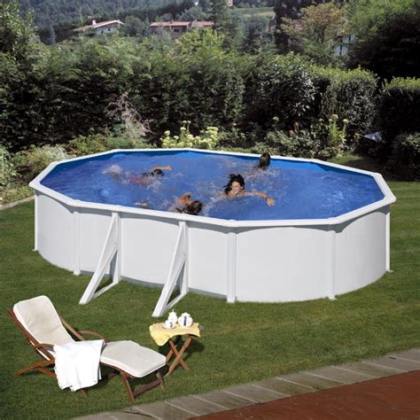 GRE Ovalformbeckenset Stahloptik Fidji 500 X 300 X 120 Cm Pool Chlor Shop