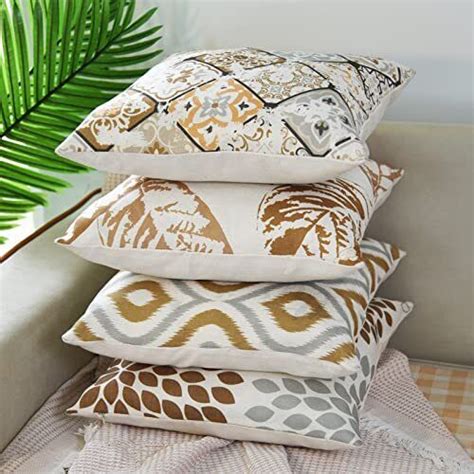 Decorative Throw Pillow Covers 16x16 Set Of 4 Brown Square Pillow Case Modern Ebay