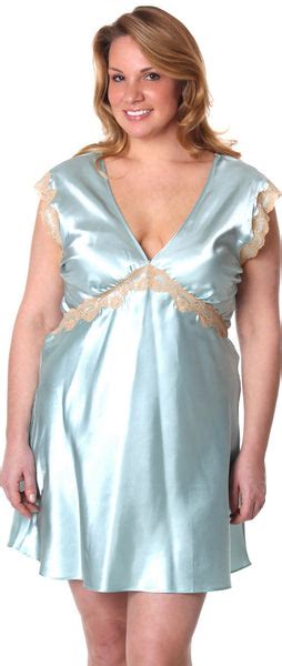 Womens Plus Size Silky Chemise With Lace 4088x 1x 6x Shirleymccoycouture