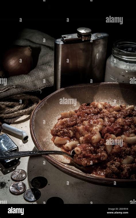 Beef And Macaroni Goulash Of The Great Depression Era Eaten By Poverty