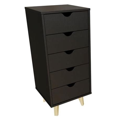 In Black Solid Wood Five Drawer Lingerie Chest Walmart