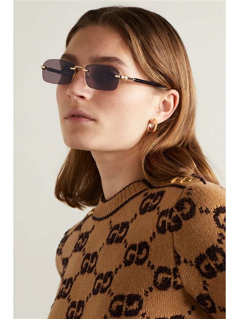 Gucci Eyewear Gg Rectangular Frame Gold Tone And Tortoiseshell Acetate Sunglasses Net A Porter