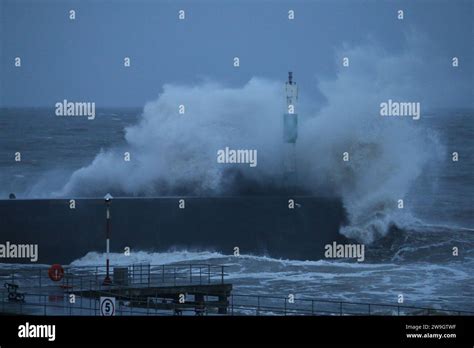 Aberystwyth Wales UK Weather 28th December 2023 Storm Gerrit Hits