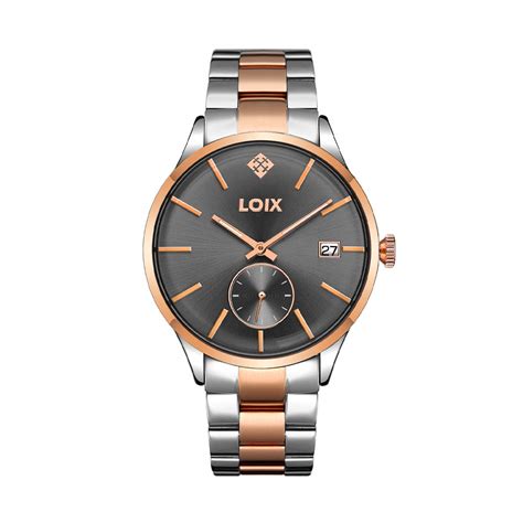 Reloj Hombre L Plateado Con Oro Rosa Tablero Negro Relojes Loix