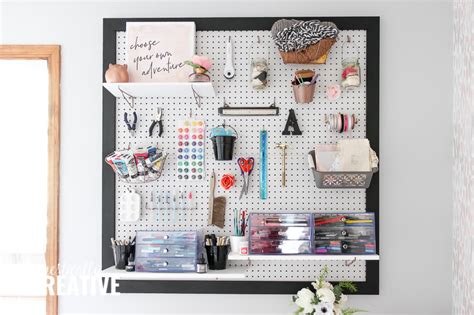 Feminine Home Office Diy Pegboard Domestically Creative