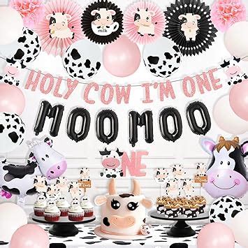 Amazon Holy Cow I M One Birthday Decorations For Girl Homond Pink