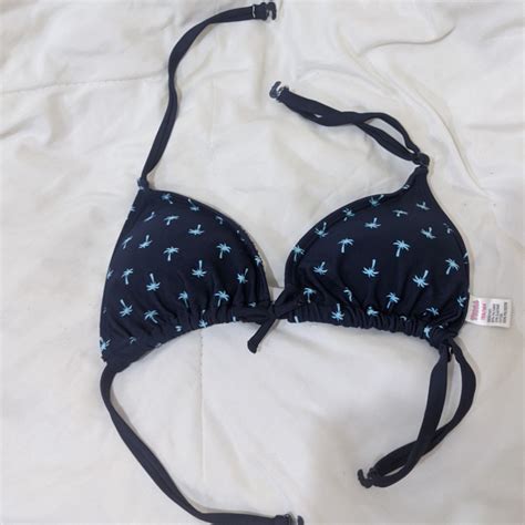 Navy Blue Triangle Bikini Top Women S Fashion Swimwear Bikinis Swimsuits On Carousell