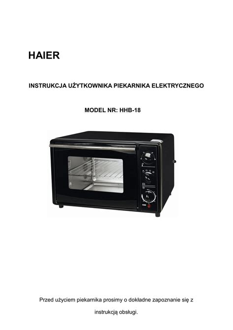 Instrukcja U Ytkownika Piekarnika Elektrycznego Model Haier