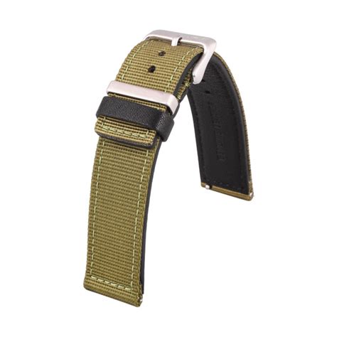 Ремешок для часов 18 мм, тканевый, кожаная подкладка, зеленый Mario ...