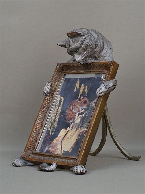 Рамка для фото настольная «Кошка», венская бронза, латунь, высота 24 ...