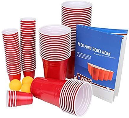 Ultimate Beer Pong Party Paket 50 Rote Partybecher mit Bällen und