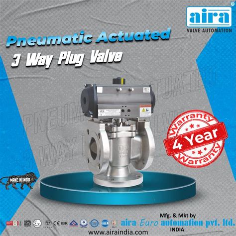 Pneumatic Actuated 3 Way Plug Valves
