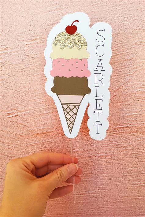 Custom Ice Cream Cake Topper Ice Cream Themed Birthday Party