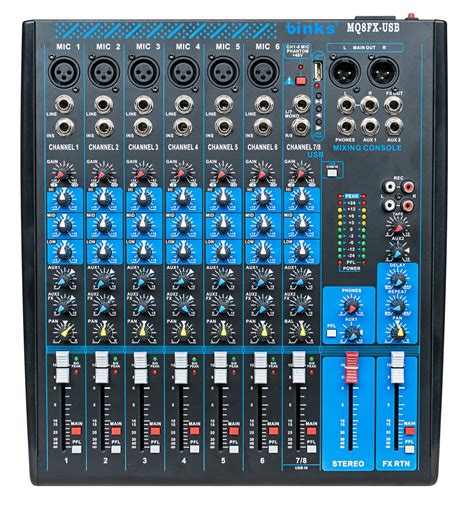 8 Channel Mixing Console Professional Audio Mixer Mq8fx Usb Mixer