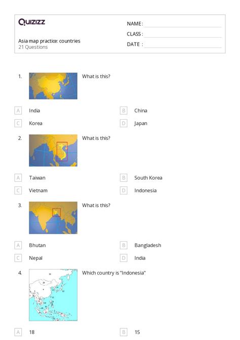 50 Countries In Asia Worksheets On Quizizz Free And Printable