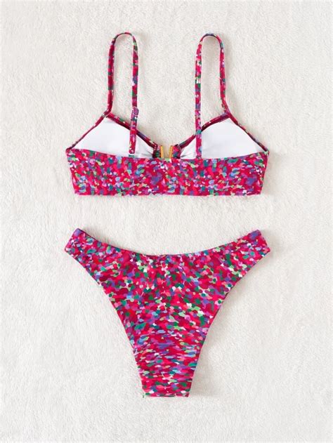 Random Allover Print V Wired Bikini Swimsuit Women S Store