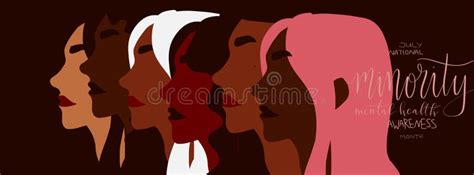 National Minority Mental Health Awareness Month July Poster Female Person Of Color Illustration