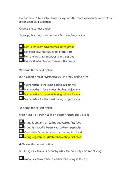 Cuestionario Ingles Evaluacion On Questions To Select From The