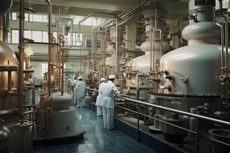 Premium AI Image | Pharmaceutical factory where workers perform various ...