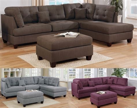 3pcs Reversible Sectional with Ottoman Included, 3 Colors | Casye Furniture