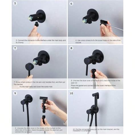 Bathroom Hot And Cold Spray Handheld Toilet Bidet Sprayer Set Brass Hygienic Shower Black Bidet