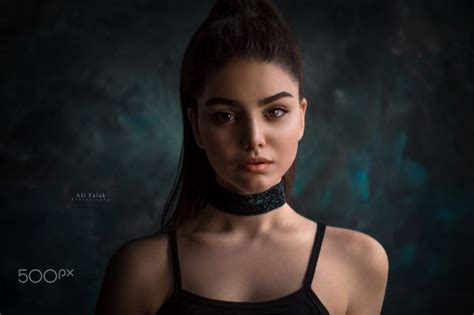 Wallpaper Portrait Brunette Brown Eyes Black Tops Looking At Viewer Side View Bokeh